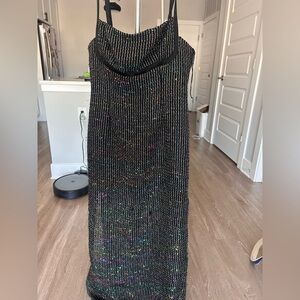 Chic Black Multicolor Backless Dress